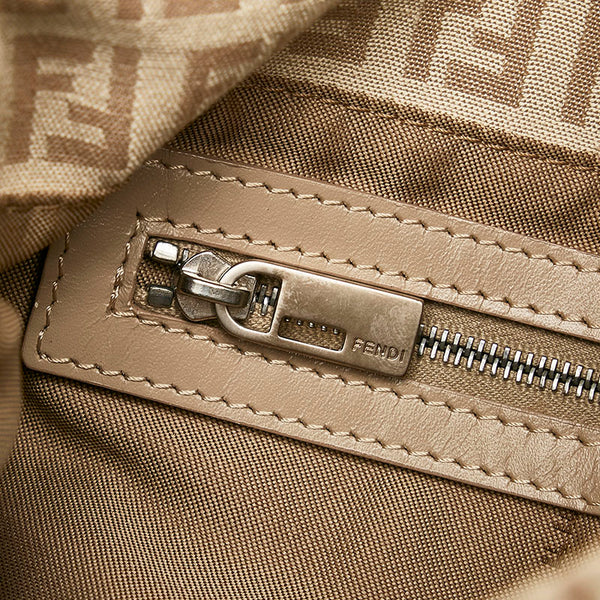 フェンディ ズッキーノ マンマバケット ショルダーバッグ 8BR001 アイボリー ベージュ  キャンバス レザー レディース FENDI 【中古】