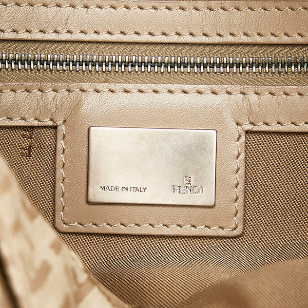 フェンディ ズッキーノ マンマバケット ショルダーバッグ 8BR001 アイボリー ベージュ  キャンバス レザー レディース FENDI 【中古】