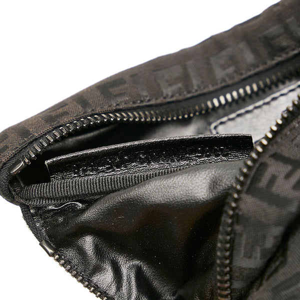 フェンディ ズッキーノ 斜め掛け ショルダーバッグ 8BR320 ブラック キャンバス レザー レディース FENDI 【中古】