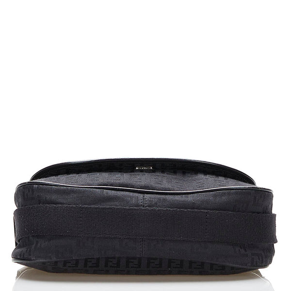 フェンディ ズッキーノ 斜め掛け ショルダーバッグ 8BR320 ブラック キャンバス レザー レディース FENDI 【中古】