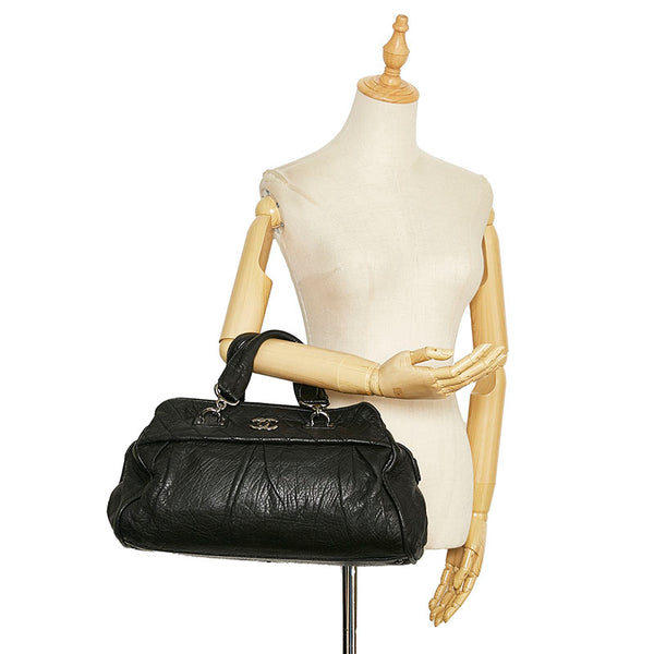 シャネル ココマーク ハンドバッグ ボストンバッグ ブラック レザー レディース CHANEL 【中古】