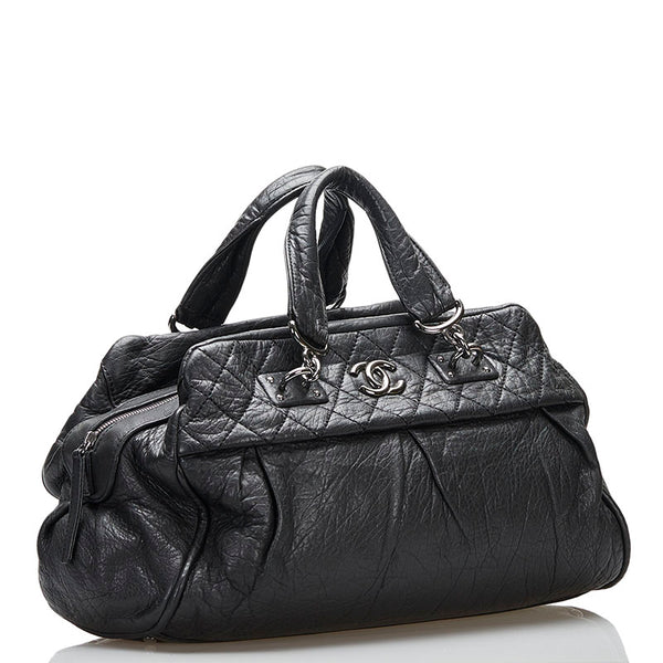 シャネル ココマーク ハンドバッグ ボストンバッグ ブラック レザー レディース CHANEL 【中古】