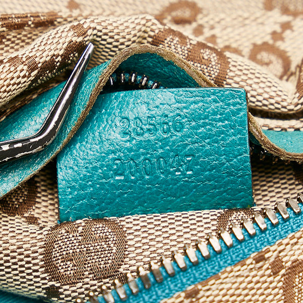 グッチ GGキャンバス ウエストバッグ ボディバック 200047 ベージュ ブルー キャンバス レザー レディース GUCCI 【中古】