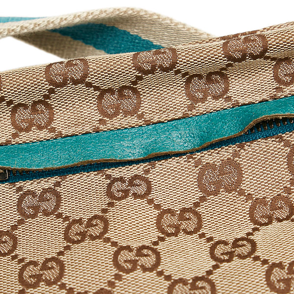 グッチ GGキャンバス ウエストバッグ ボディバック 200047 ベージュ ブルー キャンバス レザー レディース GUCCI 【中古】