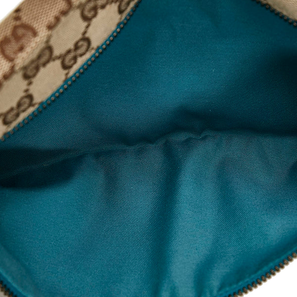 グッチ GGキャンバス ウエストバッグ ボディバック 200047 ベージュ ブルー キャンバス レザー レディース GUCCI 【中古】