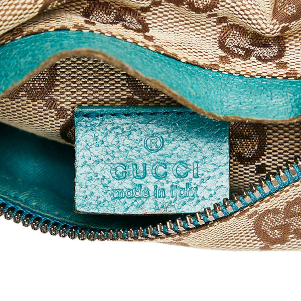 グッチ GGキャンバス ウエストバッグ ボディバック 200047 ベージュ ブルー キャンバス レザー レディース GUCCI 【中古】