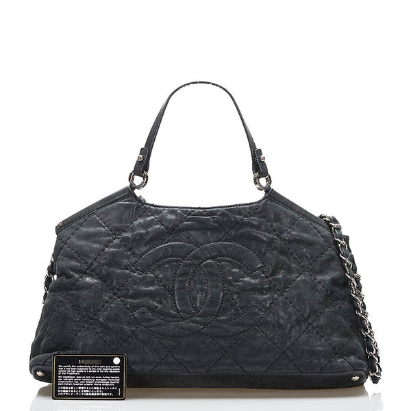 シャネル ココマーク ワイルドステッチ トートバッグ チェーン ショルダーバッグ 2WAY ブラック レザー レディース CHANEL 【中古】