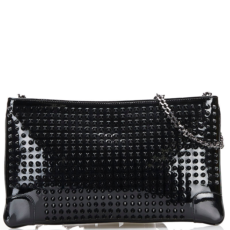 クリスチャンルブタン スタッズ ショルダーバッグ クラッチバッグ 2WAY ブラック パテントレザー レディース Christian Louboutin 【中古】