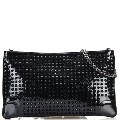 クリスチャンルブタン スタッズ ショルダーバッグ クラッチバッグ 2WAY ブラック パテントレザー レディース Christian Louboutin 【中古】