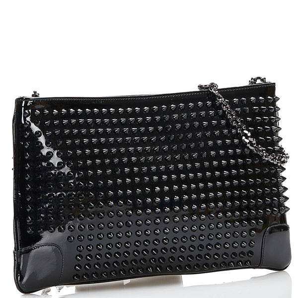 クリスチャンルブタン スタッズ ショルダーバッグ クラッチバッグ 2WAY ブラック パテントレザー レディース Christian Louboutin 【中古】