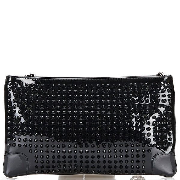 クリスチャンルブタン スタッズ ショルダーバッグ クラッチバッグ 2WAY ブラック パテントレザー レディース Christian Louboutin 【中古】