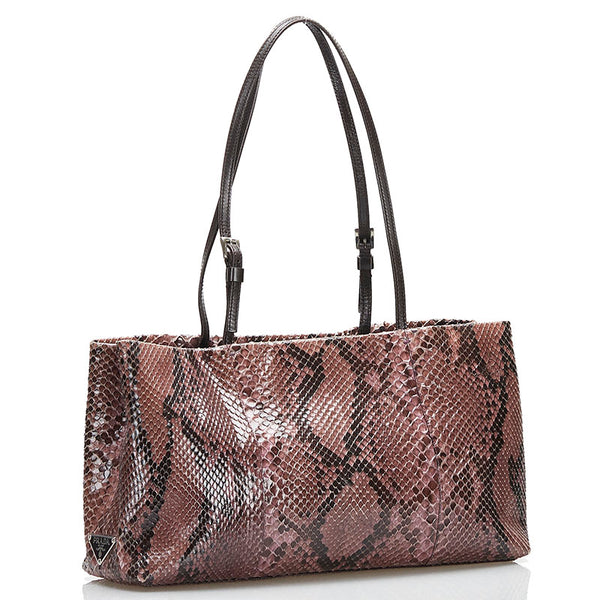 プラダ パイソン 蛇 ハンドバッグ パープル レザー レディース PRADA 【中古】
