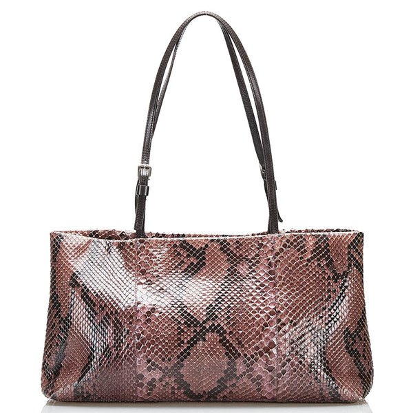 プラダ パイソン 蛇 ハンドバッグ パープル レザー レディース PRADA 【中古】