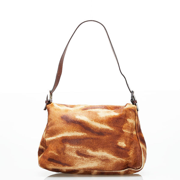 フェンディ マンマバケット ワンショルダーバッグ ハンドバッグ ブラウン ハラコ レザー レディース FENDI 【中古】