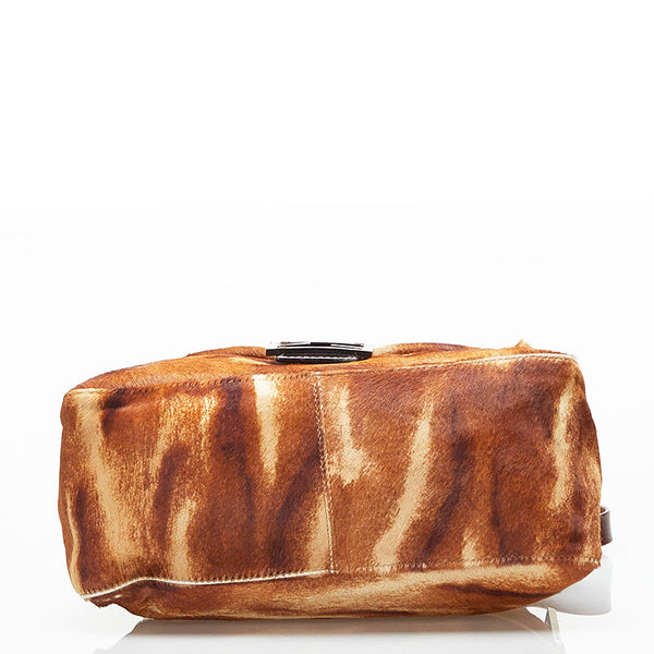 フェンディ マンマバケット ワンショルダーバッグ ハンドバッグ ブラウン ハラコ レザー レディース FENDI 【中古】