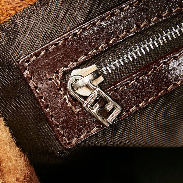 フェンディ マンマバケット ワンショルダーバッグ ハンドバッグ ブラウン ハラコ レザー レディース FENDI 【中古】