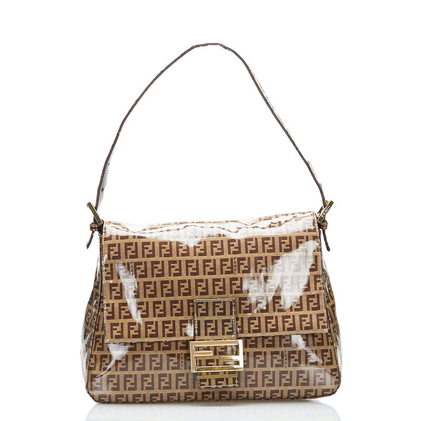 フェンディ ズッキーノ マンマバケット ワンショルダーバッグ ハンドバッグ ブラウン エナメル レディース FENDI 【中古】
