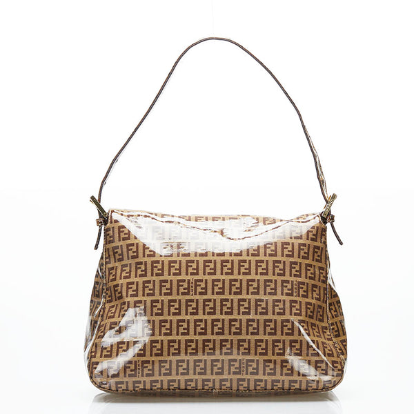 フェンディ ズッキーノ マンマバケット ワンショルダーバッグ ハンドバッグ ブラウン エナメル レディース FENDI 【中古】
