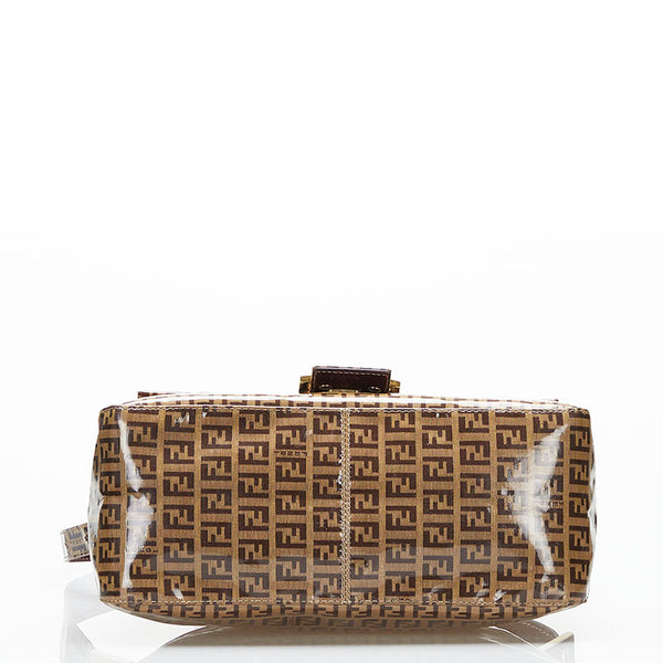 フェンディ ズッキーノ マンマバケット ワンショルダーバッグ ハンドバッグ ブラウン エナメル レディース FENDI 【中古】