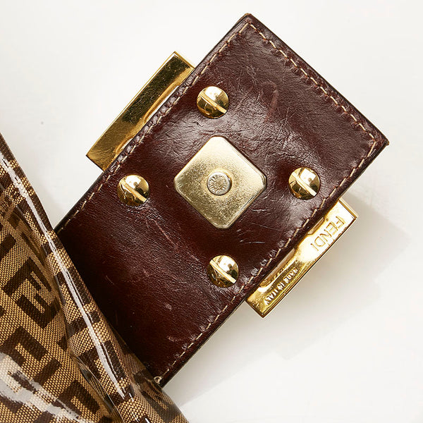 フェンディ ズッキーノ マンマバケット ワンショルダーバッグ ハンドバッグ ブラウン エナメル レディース FENDI 【中古】