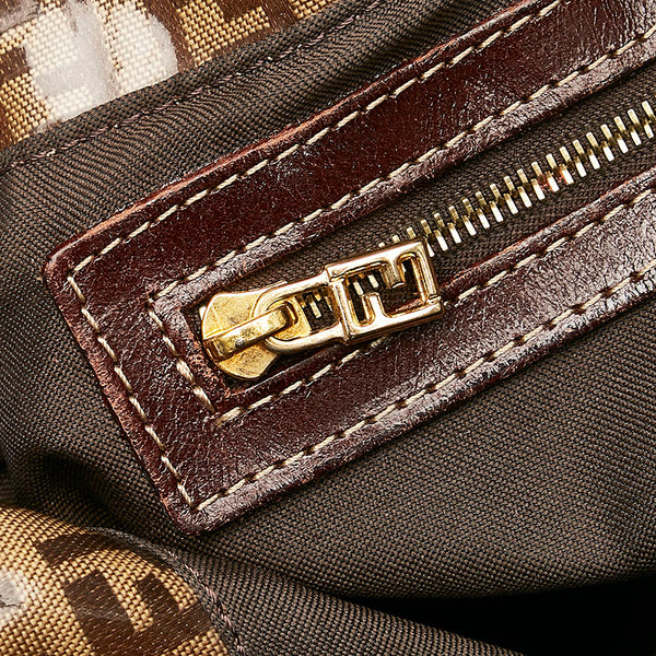 フェンディ ズッキーノ マンマバケット ワンショルダーバッグ ハンドバッグ ブラウン エナメル レディース FENDI 【中古】