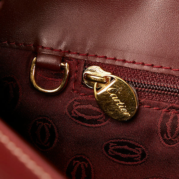 カルティエ マストライン ハンドバッグ ボルドー ワインレッド レザー レディース CARTIER 【中古】