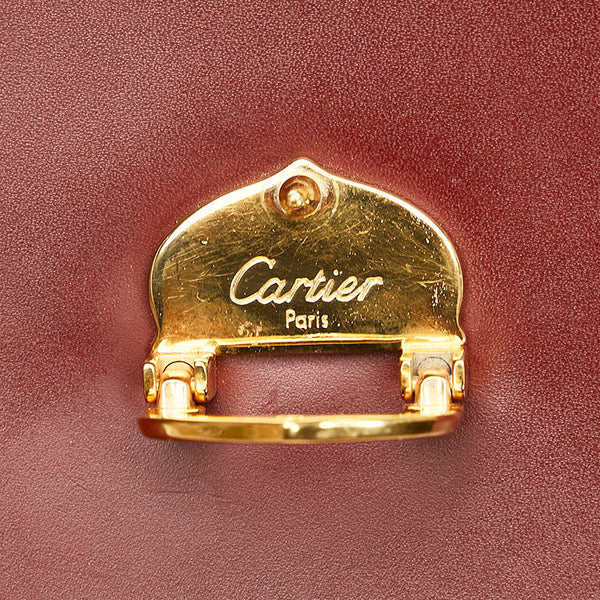 カルティエ マストライン ハンドバッグ ボルドー ワインレッド レザー レディース CARTIER 【中古】
