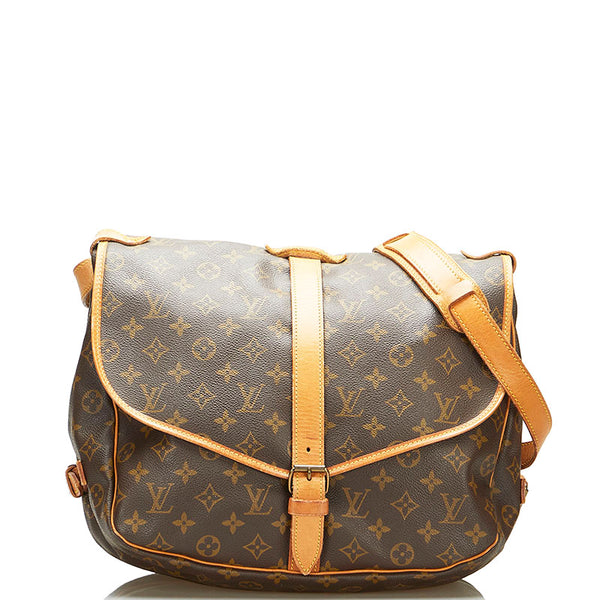 ルイ ヴィトン モノグラム ソミュール35 斜め掛け ショルダーバッグ M42254 ブラウン PVC レザー レディース LOUIS VUITTON 【中古】