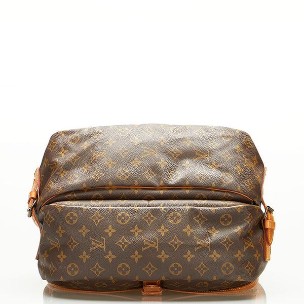 ルイ ヴィトン モノグラム ソミュール35 斜め掛け ショルダーバッグ M42254 ブラウン PVC レザー レディース LOUIS VUITTON 【中古】