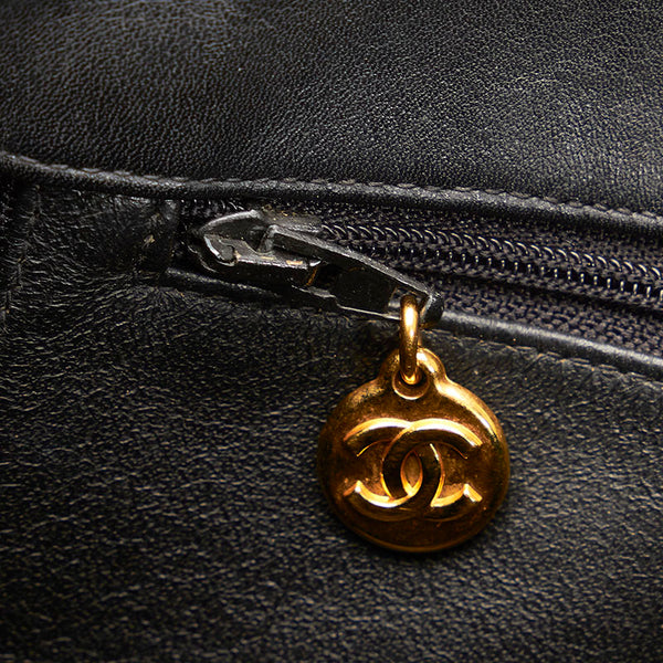 シャネル ココマーク チェーン トートバッグ ブラック ゴールド レザー レディース CHANEL 【中古】