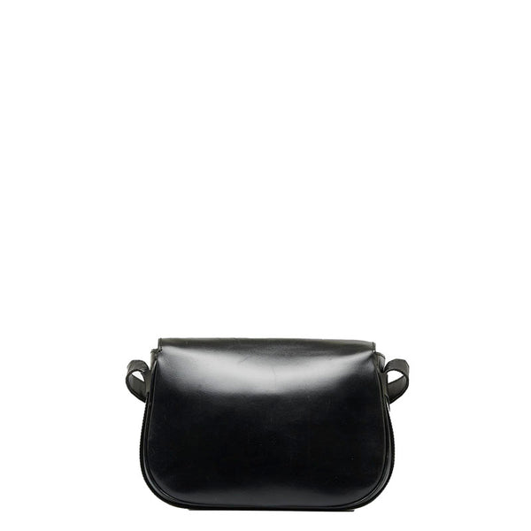 セリーヌ ロゴ 金具 ターンロック 斜め掛け ショルダーバッグ ブラック レザー レディース CELINE 【中古】