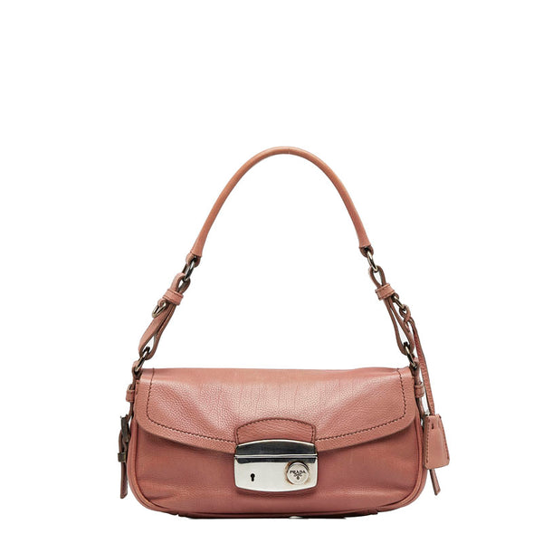 プラダ シルバー金具 ハンドバッグ ワンショルダーバッグ ピンク レザー レディース PRADA 【中古】