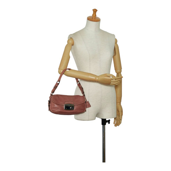 プラダ シルバー金具 ハンドバッグ ワンショルダーバッグ ピンク レザー レディース PRADA 【中古】