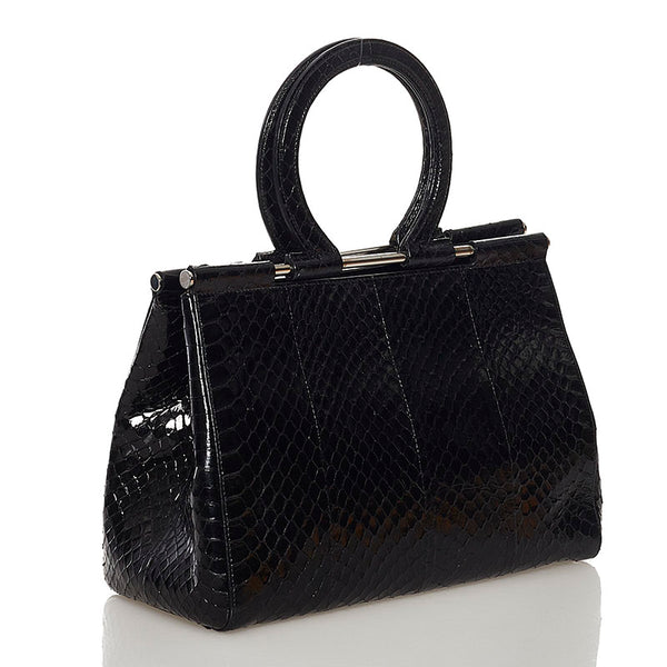 サルヴァトーレフェラガモ ガンチーニ ハンドバッグ AQ-21 3415 ブラック パイソン レディース Salvatore Ferragamo 【中古】