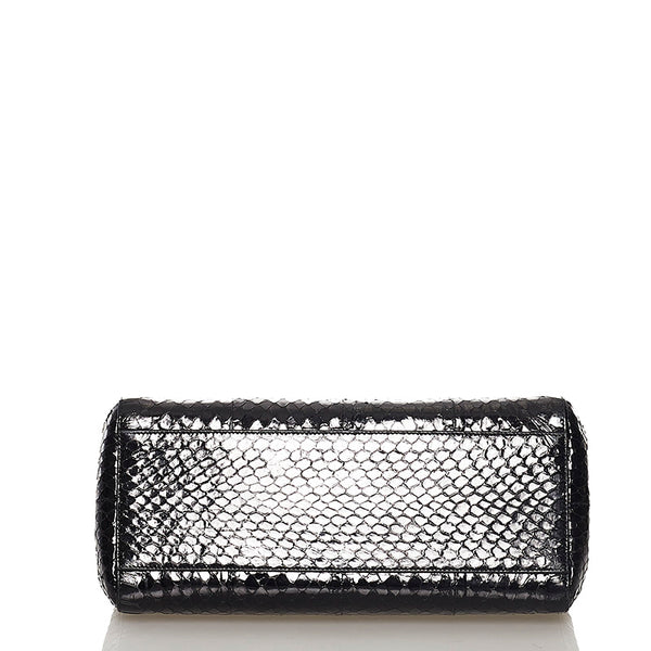 サルヴァトーレフェラガモ ガンチーニ ハンドバッグ AQ-21 3415 ブラック パイソン レディース Salvatore Ferragamo 【中古】