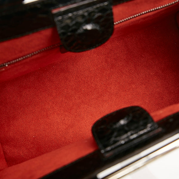 サルヴァトーレフェラガモ ガンチーニ ハンドバッグ AQ-21 3415 ブラック パイソン レディース Salvatore Ferragamo 【中古】