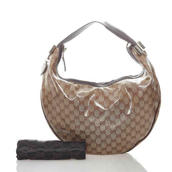 グッチ GGクリスタル ワンショルダー 181492 ブラウン PVC レザー レディース GUCCI 【中古】