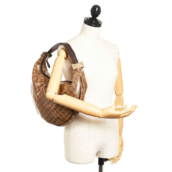 グッチ GGクリスタル ワンショルダー 181492 ブラウン PVC レザー レディース GUCCI 【中古】