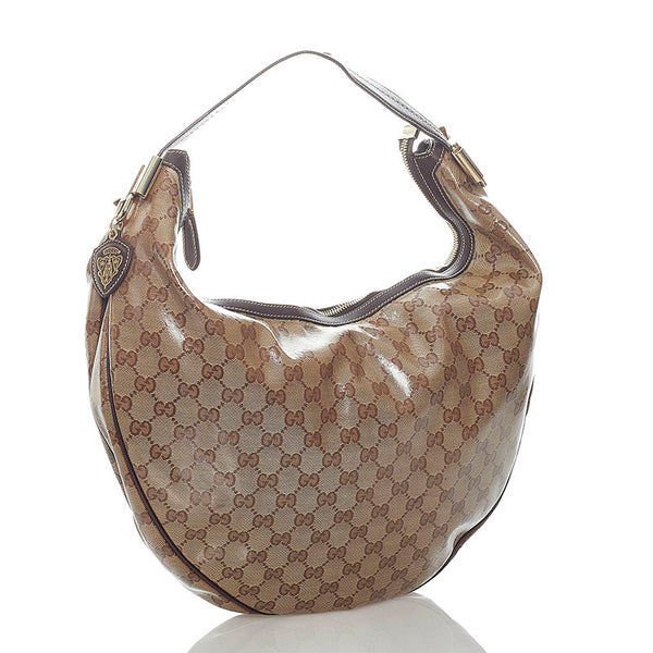 グッチ GGクリスタル ワンショルダー 181492 ブラウン PVC レザー レディース GUCCI 【中古】