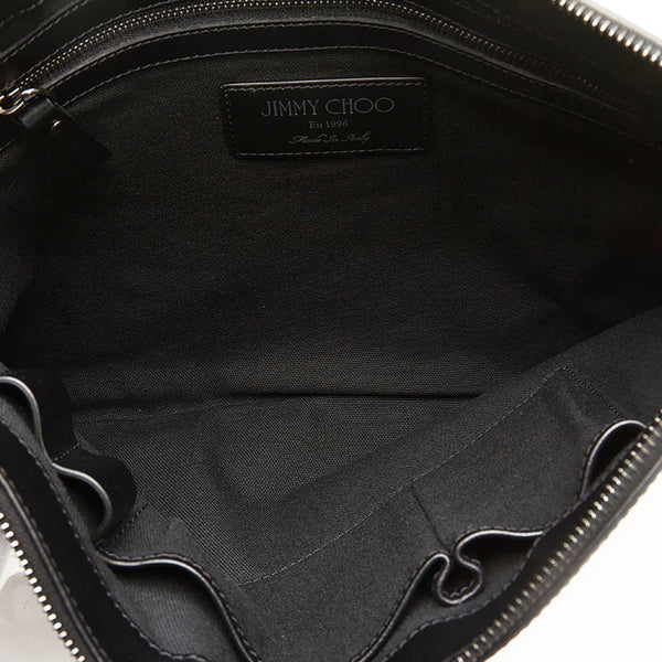 ジミーチュウ クラッチバッグ セカンドバッグ ネイビー キャンバス レザー レディース JIMMY CHOO 【中古】