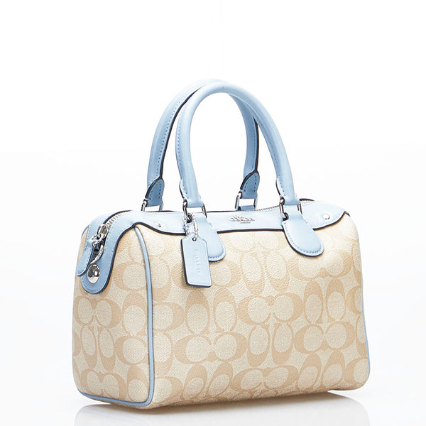 コーチ シグネチャー ハンドバッグ ショルダーバッグ 2WAY F58312 ベージュ ブルー PVC レザー レディース COACH 【中古】