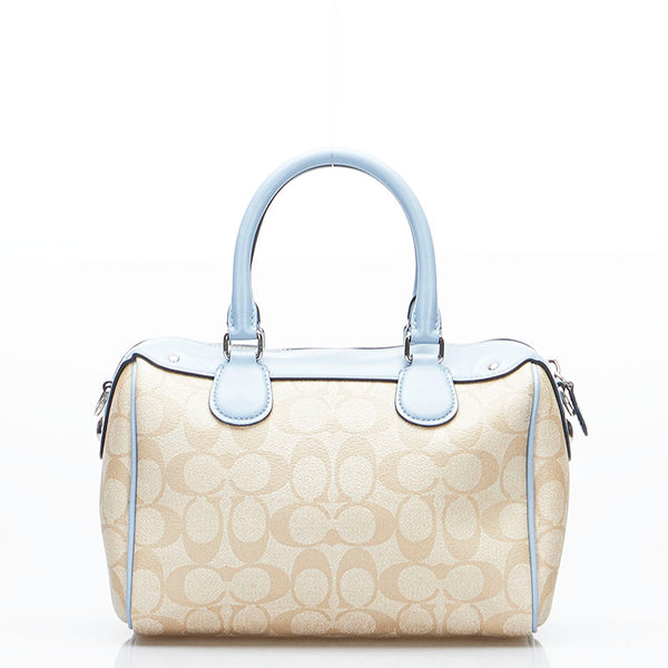 コーチ シグネチャー ハンドバッグ ショルダーバッグ 2WAY F58312 ベージュ ブルー PVC レザー レディース COACH 【中古】