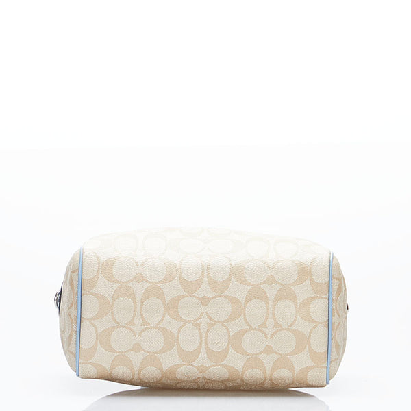 コーチ シグネチャー ハンドバッグ ショルダーバッグ 2WAY F58312 ベージュ ブルー PVC レザー レディース COACH 【中古】