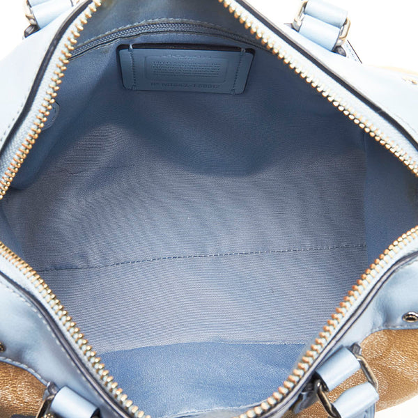 コーチ シグネチャー ハンドバッグ ショルダーバッグ 2WAY F58312 ベージュ ブルー PVC レザー レディース COACH 【中古】