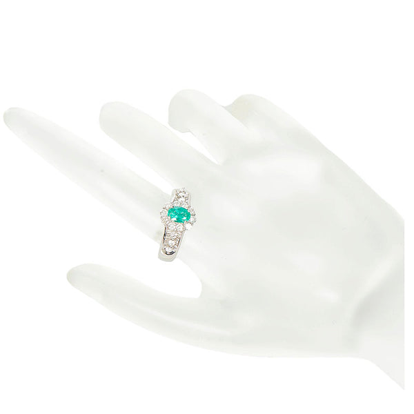 Pt900 プラチナ エメラルド0.57ct ダイヤ0.88ct リング 指輪 レディース 13.5号 【中古】