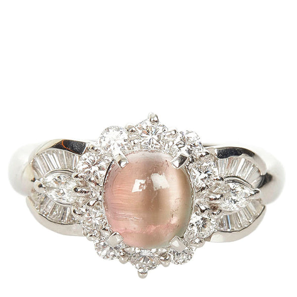 Pt900 プラチナ ピンクトルマリンキャッツアイ1.906ct ダイヤ0.79ct リング 指輪 レディース 11.5号 【中古】