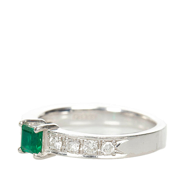 Pt900 プラチナ エメラルド0.20ct ダイヤ0.23ct リング 指輪 レディース 12号 【中古】