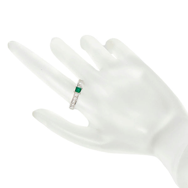 Pt900 プラチナ エメラルド0.20ct ダイヤ0.23ct リング 指輪 レディース 12号 【中古】