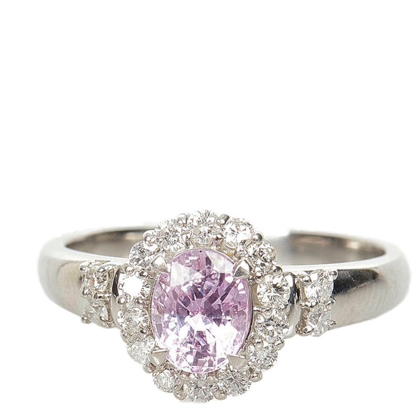 Pt900 プラチナ ピンクサファイア1.15ct ダイヤ0.35ct リング 指輪 レディース 14号 【中古】