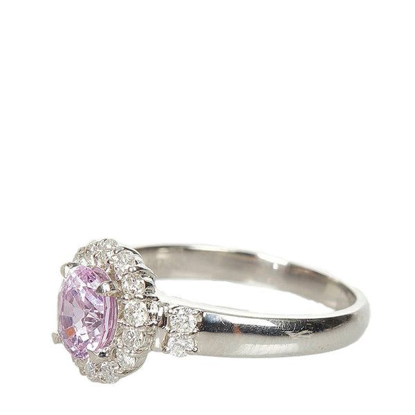 Pt900 プラチナ ピンクサファイア1.15ct ダイヤ0.35ct リング 指輪 レディース 14号 【中古】